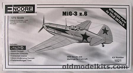 Encore 1/72 Mig 3 z.6 With True Details Resin, 1021 plastic model kit